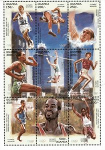 Uganda 1997 - OLYMPIC WINNERS - Sheet of 9 Stamps (Scott #1477) - MNH