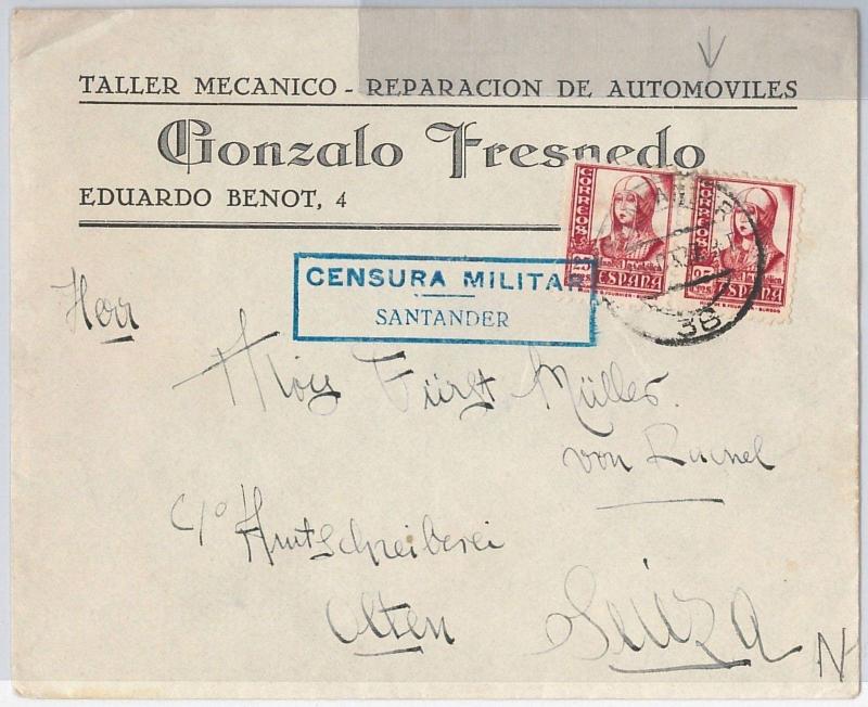 SPAIN  España - POSTAL HISTORY - ADVERTISING COVER - Guerra civil : CAR MECHANIC