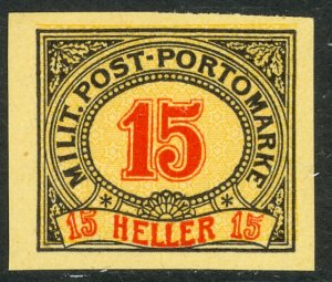 BOSNIA AND HERZEGOVINA 1904 15h Imperf Postage Due PROOF Sc J10 MNGAI