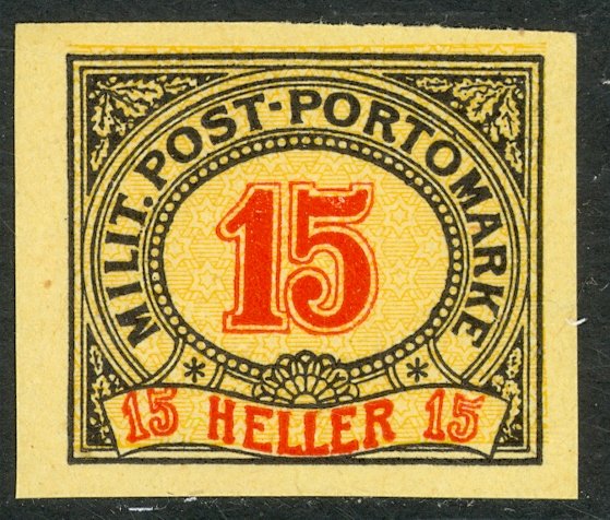 BOSNIA AND HERZEGOVINA 1904 15h Imperf Postage Due PROOF Sc J10 MNGAI