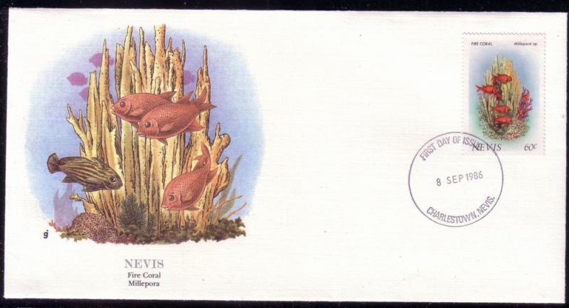 Nevis FDC SC# 504 Fire Coral L236