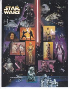 US 4143 MNH 2007 41¢ STAR WARS Full Sheet of 15 Darth Vader Yoda Skywalker VF-XF