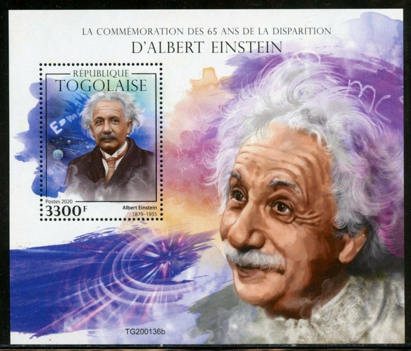 TOGO 2020  65th MEMORIAL OF ALBERT EINSTEIN  SOUVENIR SHEET MINT NEVER HINGED