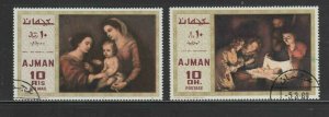 AJMAN  1969  CHRISTMAS PAINTINGS  MINKUS  455-456a  MINT VF NH  O.G  CTO  (AJ19)