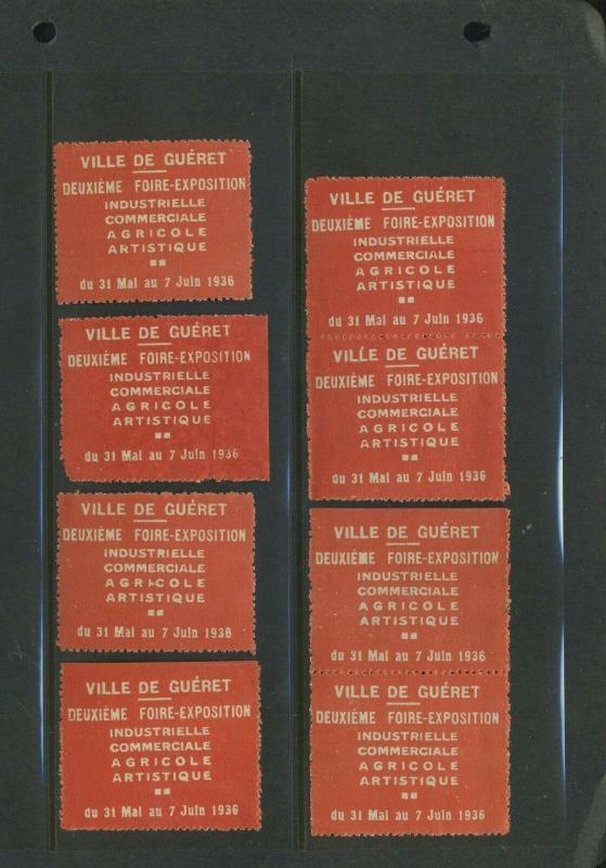 7 1936 VILLE DE GUERET DEUXIEME FIORE FAIR EXPO POSTER STAMPS (L1072) FRANCE