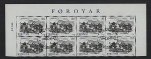 Faroe Islands #83  cancelled 1982  view of Gjogv  180o . block of 8