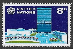 UNITED NATIONS NEW YORK 1971 8c UN BUILDING Regular Issue Sc 222 MNH