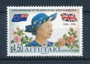 [116604] Aitutaki 1996 Royalty 70th Anniversary Queen Elizabeth  MNH