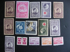 Romania 16 old labels etc. Dupliccates, mixed condition, see pictures