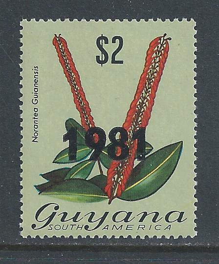 Guyana #370b NH 1981 Ovptd. w/Serifs on $2 Flora Defin.