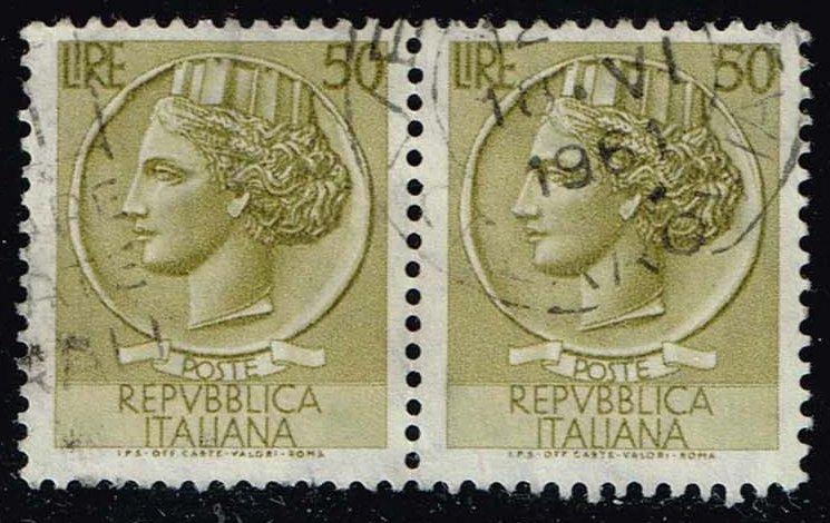 Italy #683 Italia from Syracusean Coin; Used Pair (0.50)