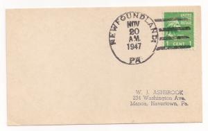 1c Prexie #804 four bar Newfoundland PA postmark on card