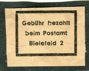 GERMANY; 1950s early GEBUHR BEZAHLT Postal Stationary Piece