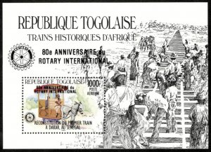 Togo 1985 - Railroad, Rotary Club OVPT - Souvenir Sheet - Scott C541 - MNH