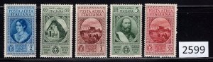 $1 World MNH Stamps (2599) Italy Scott C35-9, set of 5, MNH but discolored back