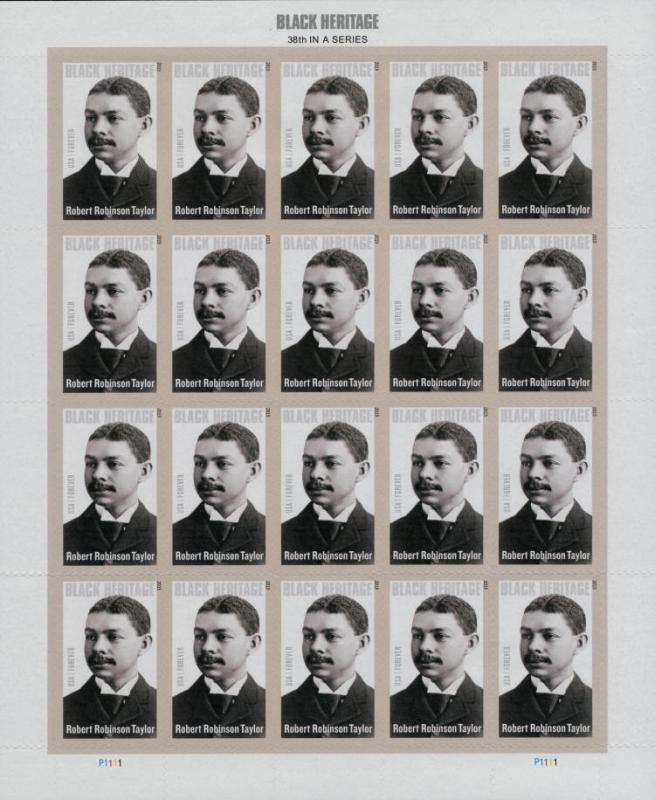 2015 49c Robert Robinson Taylor Architect & Educator Scott 4958 Mint Sheet of 20