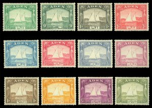 British Colonies 1937 ADEN KGVI  sailing vessel - Dhow set  Scott # 1-12 mint MH