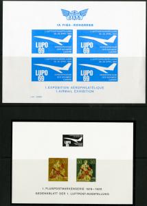Switzerland Stamps 2 LUPO Sheets NH Exhib S/S Showing Concorde