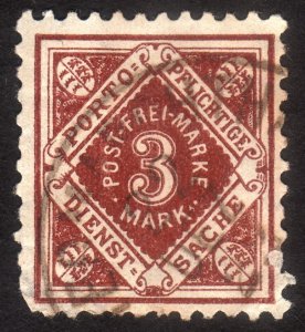 1922, Germany Wurttemberg 3Mk, Used, Sc O32