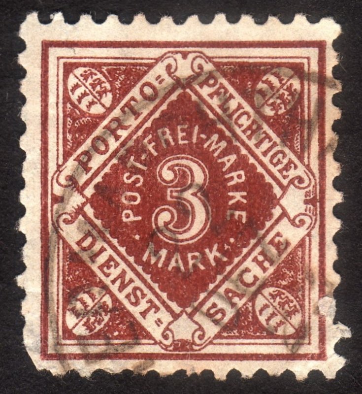 1922, Germany Wurttemberg 3Mk, Used, Sc O32