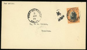 Haiti Port-au-Prince to Gonaives First Airmail Flight 1926 Cover Postage