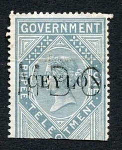 Ceylon Telegraph SGT4 1r Grey India opt Ceylon with Colombo cancel Cat 15