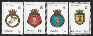 Gibraltar 1982 Royal Navy ship crests Scott 431-434 MNH A1308