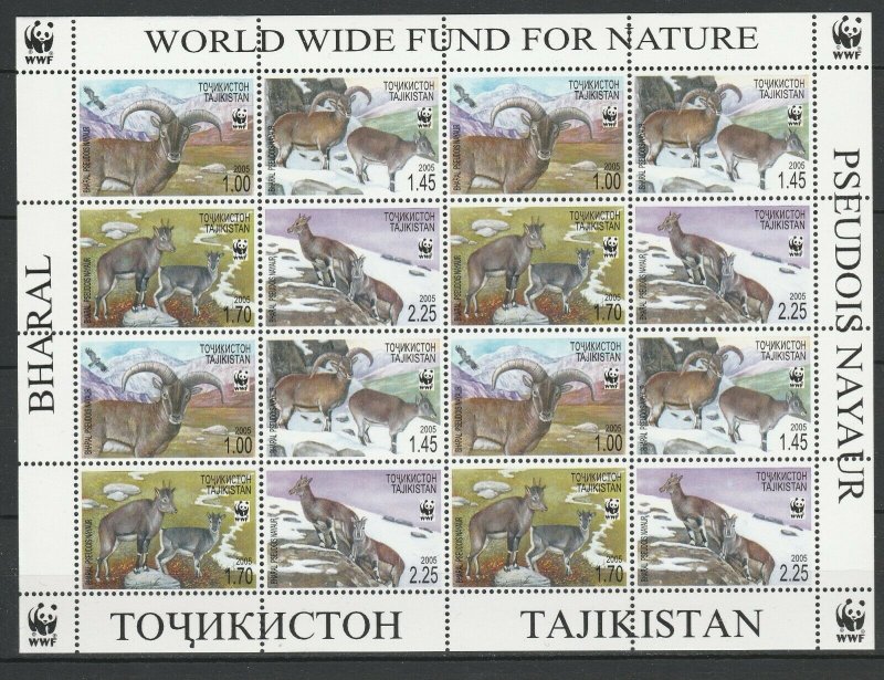 Tajikistan 2005 WWF Fauna Goats MNH sheet