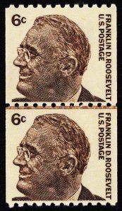 US 1298 MNH VF 6 Cent Franklin Roosevelt Coil Line Pair Perforated 10 Horizontal