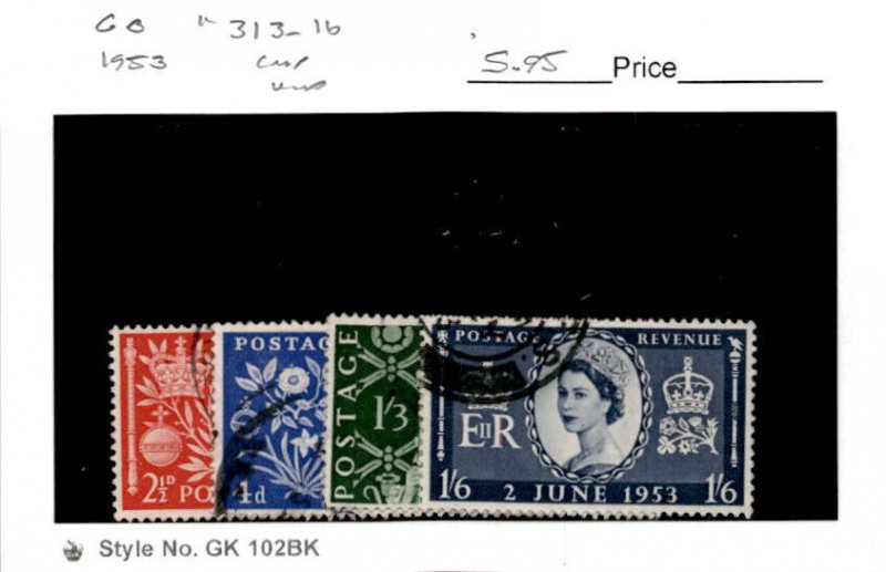 Great Britain, Postage Stamp, #313-316 Used, 1953 Queen Elizabeth (AQ)