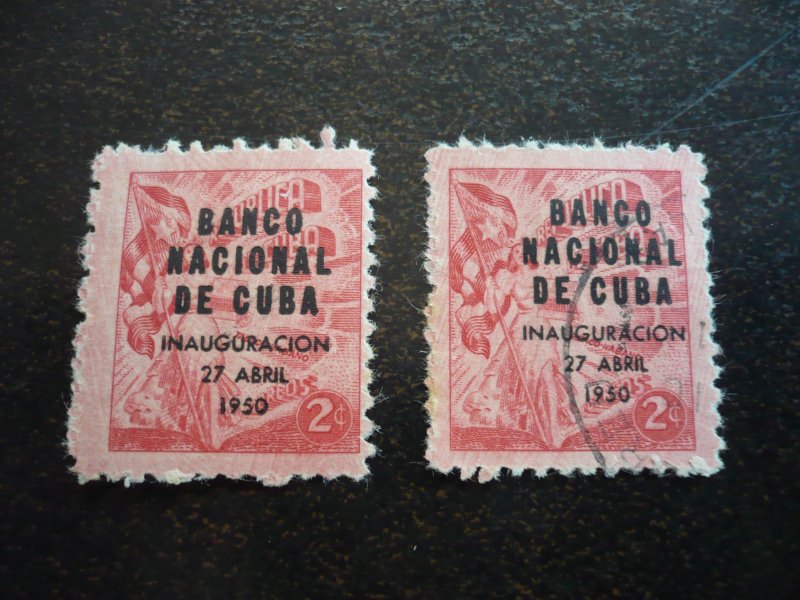 Stamps - Cuba - Scott#448 - Mint Hinged and Used Set of 2 Stamps - Overprinted