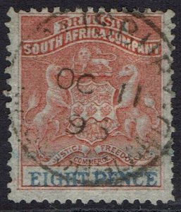 RHODESIA 1892 ARMS 8D USED