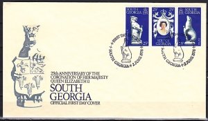 South Georgia, Scott cat. 51 A-C. Queen Elizabeth issue.. First day cover. ^