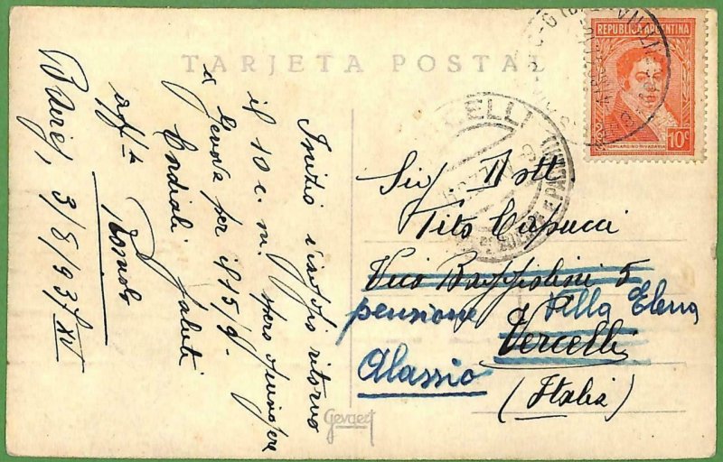 98664 - ARGENTINA - POSTAL HISTORY - POSTCARD to  ITALY - 1937