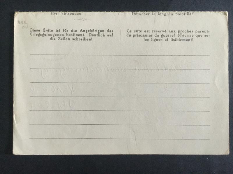 1942 Germany Stalag 2D French Prisoner of War POW Dual Reply PC Cover to USA 