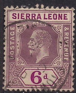 Sierra Leone 1912 – 21 KGV 6d Dull & Bright Purple used SG 119 Die 1 ( L124...