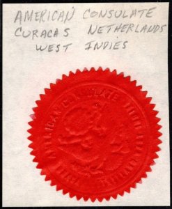 Vintage United States Embossed Consulate Seal Curacao Netherlands West Indies