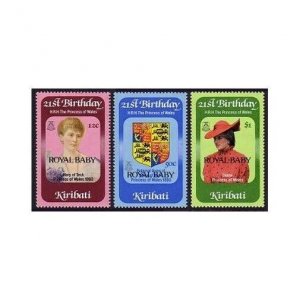 Kiribati 407-409, MNH. Mi 405-407. Royal Baby 1982. Princess Diana overprinted.