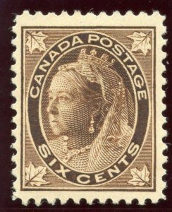 Canada 1897 QV 6c brown MLH. SG 147. Sc 71.