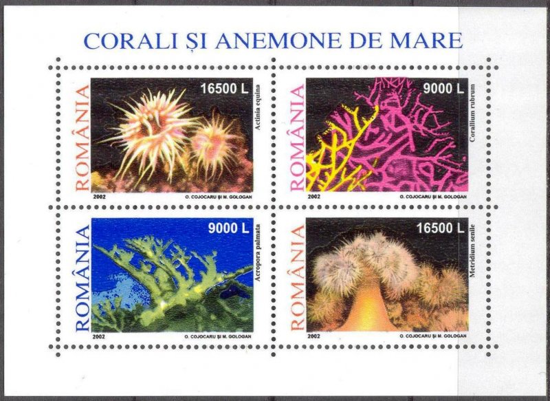 Romania 2002 Marine Life Corals S/S MNH