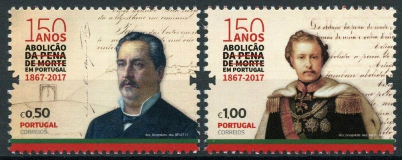Portugal Historical Events Stamps 2017 MNH Abolition of Death Penalty 2v Set