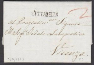 ITALY 1825 folded entire letter CITTABELLA to VICENZA.......................W682 