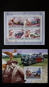 Old cars - Bugatti - Guinea Bissau 2009. - Complete SS + Bl ** MNH