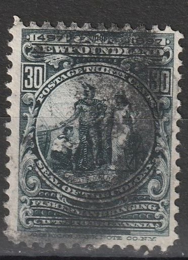 Newfoundland #72 , Used with brutal cancel  (1354)