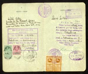 JUDAICA 1932 BRITISH VISA to FIRST MACCABI GAMES in Palestine Complete Passport