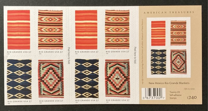 U.S. 2005 #3929b Unfolded Booklet, Rio Grande Blankets, MNH.