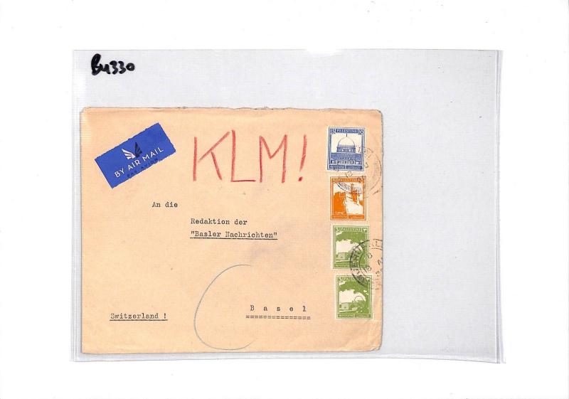 BU330 1936 Palestine Jerusalem KLM Airmail Cover PTS