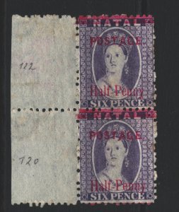 Natal Sc#79 MNH Pair - Fancy A, Misplaced Overprint