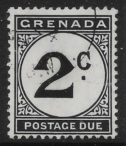 GRENADA SGD15 1952 2c BLACK POSTAGE DUE USED