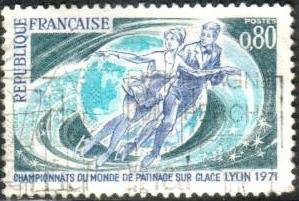 World Figure Skatiing Championships, Lyon, 1972, France SC#1299 used